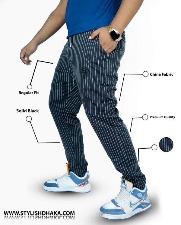 Men’s Vertical Stripe Trouser (Black)
