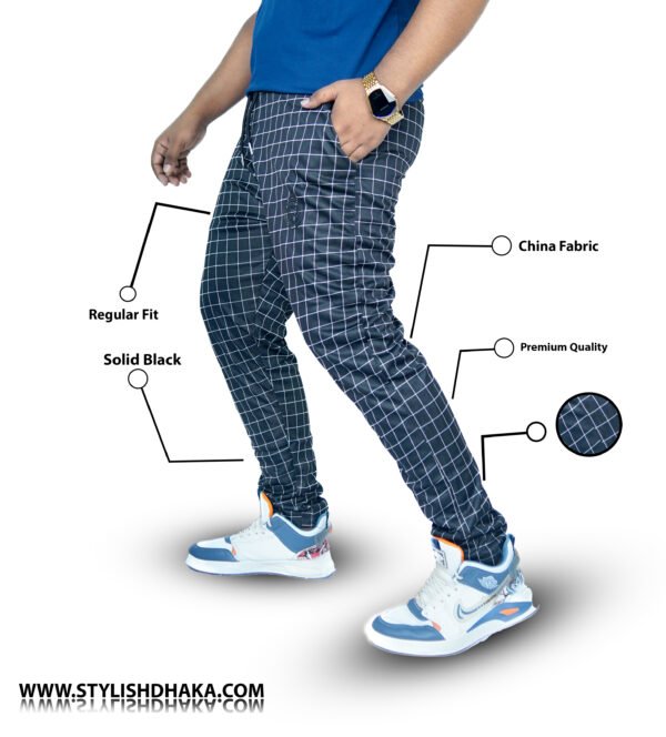 Men’s Checkered Stripe Trouser (Black)
